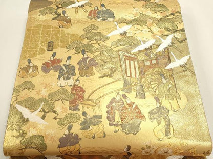 平和屋本店▼全通全景柄袋帯　源氏物語絵巻　本金箔　正絹　逸品　DABI4992sf