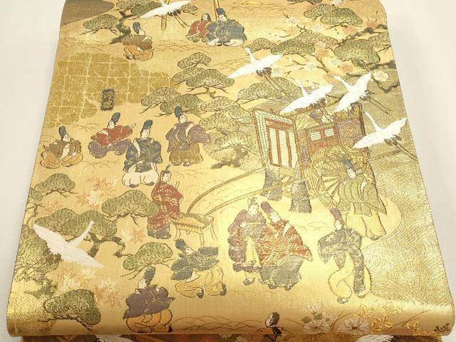 平和屋本店▼全通全景柄袋帯　源氏物語絵巻　本金箔　正絹　逸品　DABI4992sf