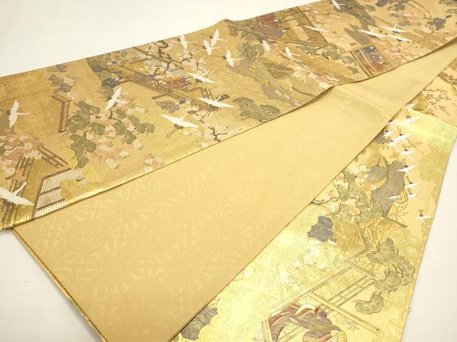 平和屋本店▼全通全景柄袋帯　源氏物語絵巻　本金箔　正絹　逸品　DABI4992sf