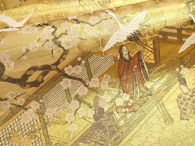 平和屋本店▼全通全景柄袋帯　源氏物語絵巻　本金箔　正絹　逸品　DABI4992sf
