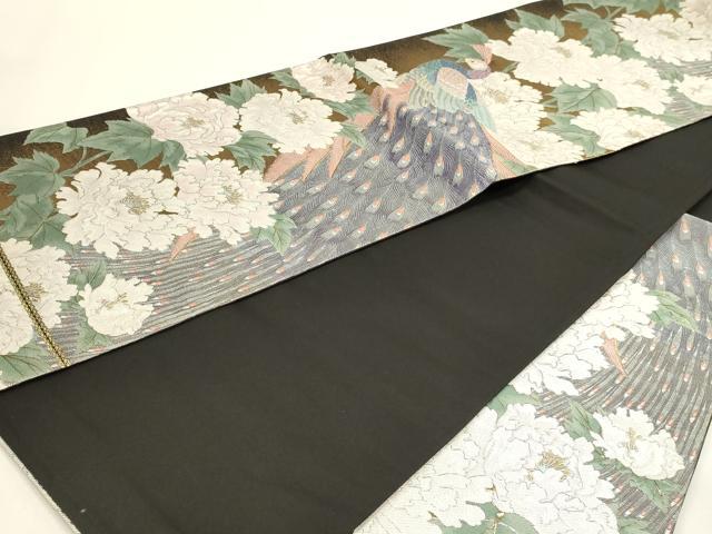 平和屋本店▼六通柄袋帯　九百錦　美容孔雀文　24ｋ純金箔錦　正絹　逸品　DABI4996sf