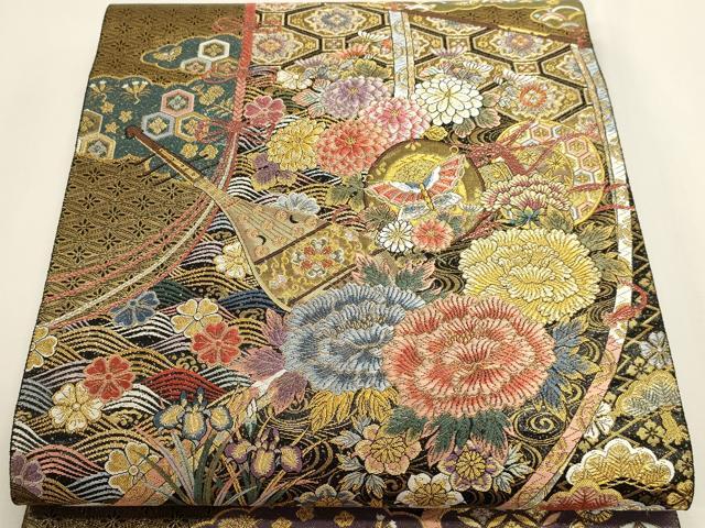 平和屋本店▼六通柄袋帯　唐織　雲取几帳絢麗文　本金箔　正絹　逸品　DABI4998sf