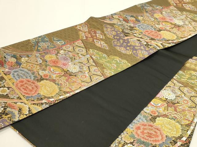 平和屋本店▼六通柄袋帯　唐織　雲取几帳絢麗文　本金箔　正絹　逸品　DABI4998sf