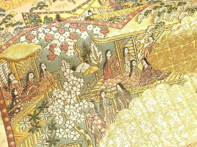 平和屋本店▼六通柄袋帯　人物風景文　本金箔　正絹　逸品　DABI5000sf