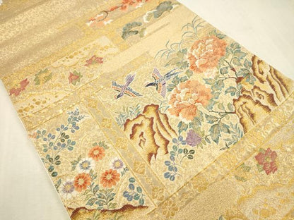 平和屋本店▼六通柄袋帯　唐織　鳳凰花文　漆本金箔九百錦　正絹　逸品　DABI5005op