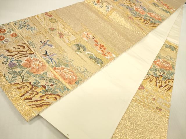 平和屋本店▼六通柄袋帯　唐織　鳳凰花文　漆本金箔九百錦　正絹　逸品　DABI5005op