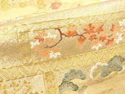 平和屋本店▼六通柄袋帯　唐織　鳳凰花文　漆本金箔九百錦　正絹　逸品　DABI5005op