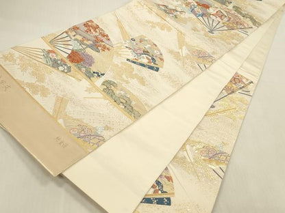 平和屋本店▼六通柄袋帯　唐織　慶祥秀宝文　純金箔　正絹　逸品　DABI5013op