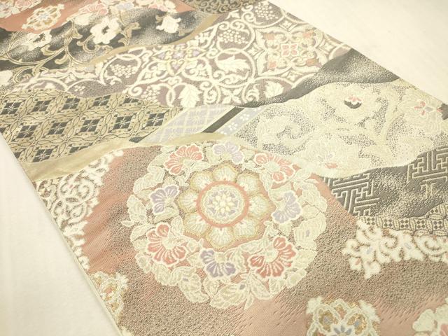 平和屋本店▼六通柄袋帯　唐織　正倉院更紗花文　装近錦　純金箔二重織　正絹　逸品　DABI5014op