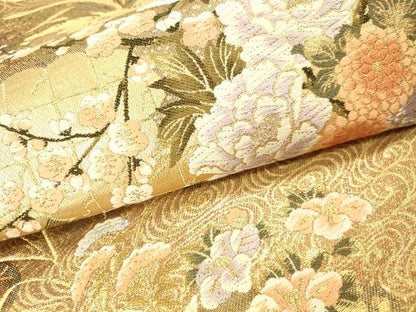 平和屋本店▼六通柄袋帯　唐織　流水花車文　本金二重箔　正絹　逸品　DABI5015op