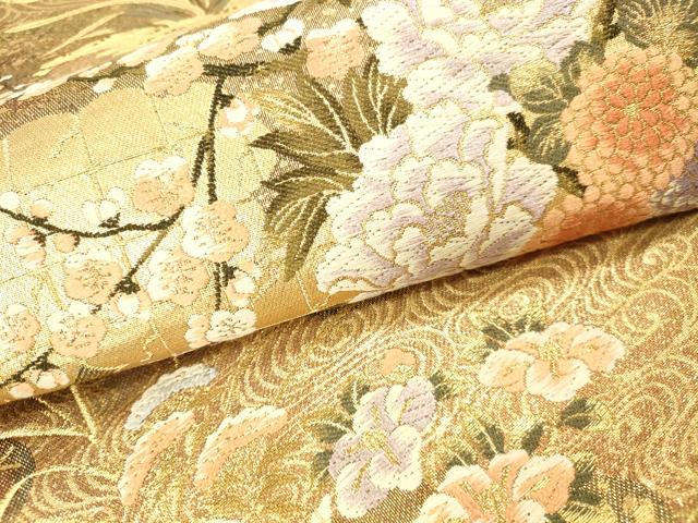 平和屋本店▼六通柄袋帯　唐織　流水花車文　本金二重箔　正絹　逸品　DABI5015op