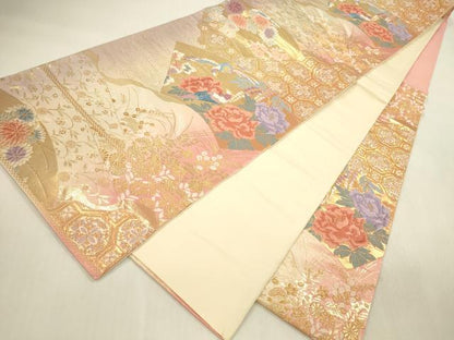 平和屋本店▼六通柄袋帯　唐織　地紙鳳凰花文　純銀純金箔　正絹　逸品　DABI5016op