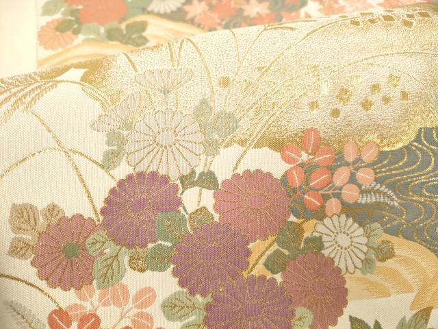 平和屋本店▼六通柄袋帯　唐織　裳彩優美文　純金箔24K　正絹　逸品　DABI5018op