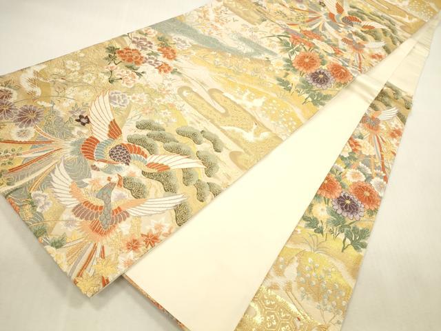 平和屋本店▼六通柄袋帯　唐織　花遊鳳凰絵　本金箔二重　正絹　逸品　DABI5019op