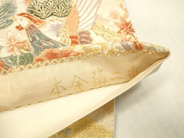 平和屋本店▼六通柄袋帯　唐織　花遊鳳凰絵　本金箔二重　正絹　逸品　DABI5019op