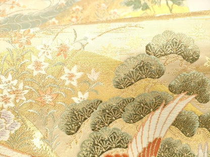 平和屋本店▼六通柄袋帯　唐織　花遊鳳凰絵　本金箔二重　正絹　逸品　DABI5019op