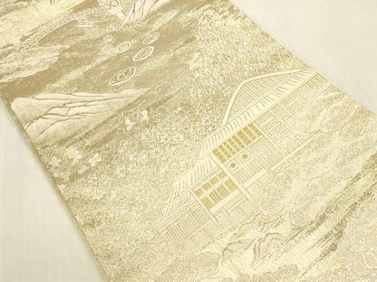 平和屋本店▼六通柄袋帯　風景文　本金箔　正絹　逸品　DABI5022op