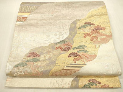 平和屋本店▼六通柄袋帯　唐織　道長蒔絵紋　本金箔　正絹　逸品　DABI5024op