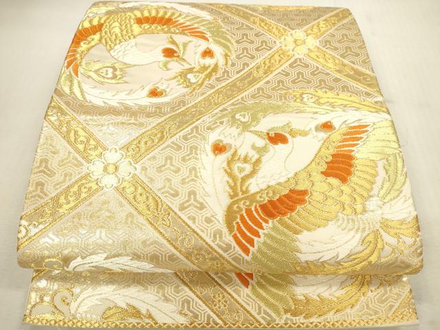 平和屋本店▼六通柄袋帯　唐織　天井鳳凰文　24金　引箔　正絹　逸品　DABI5025op