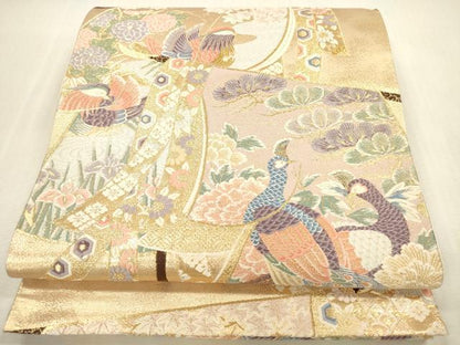 平和屋本店▼六通柄袋帯　唐織　孔雀几帳花文　九百錦24K二重箔　正絹　逸品　DABI5027op