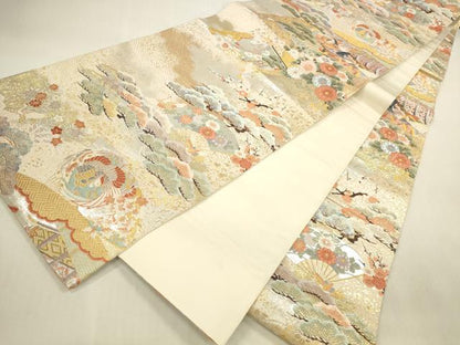 平和屋本店▼全通柄袋帯　唐織　桃山宝華松文　本金箔二重　正絹　逸品　DABI5033op