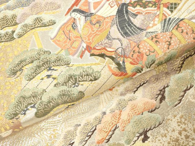 平和屋本店▼全通柄袋帯　唐織　桃山宝華松文　本金箔二重　正絹　逸品　DABI5033op