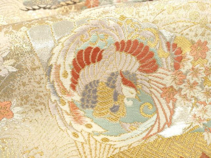 平和屋本店▼全通柄袋帯　唐織　桃山宝華松文　本金箔二重　正絹　逸品　DABI5033op