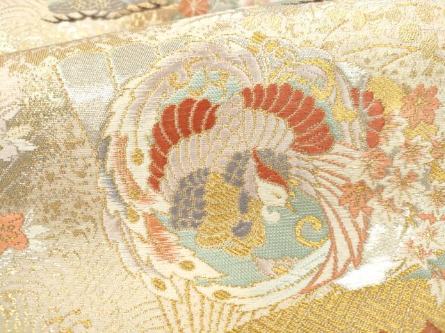 平和屋本店▼全通柄袋帯　唐織　桃山宝華松文　本金箔二重　正絹　逸品　DABI5033op