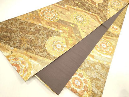 平和屋本店▼六通柄袋帯　正倉院鳳凰花文　純金二重箔　正絹　逸品　DABI5036op