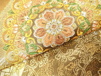 平和屋本店▼六通柄袋帯　正倉院鳳凰花文　純金二重箔　正絹　逸品　DABI5036op