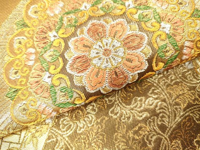 平和屋本店▼六通柄袋帯　正倉院鳳凰花文　純金二重箔　正絹　逸品　DABI5036op
