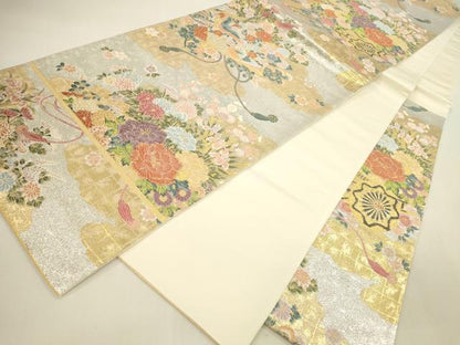 平和屋本店▼六通柄袋帯　唐織　源氏雲花車文　本金　正絹　逸品　DABI5039op
