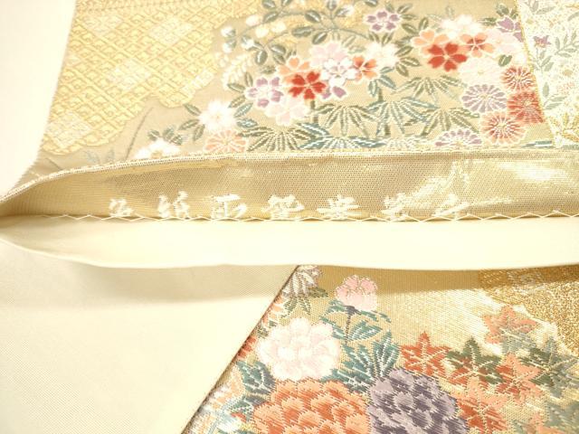 平和屋本店▼六通柄袋帯　唐織　色紙取鴛鴦花文　本金箔　正絹　逸品　DABI5040op