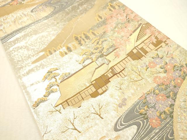 平和屋本店▼六通柄袋帯　風景文　本金箔　正絹　逸品　DABI5041op