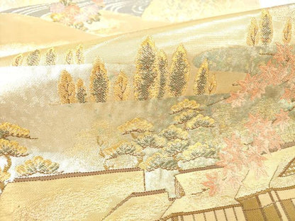 平和屋本店▼六通柄袋帯　風景文　本金箔　正絹　逸品　DABI5041op