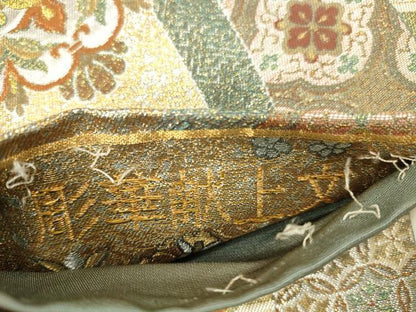平和屋本店▼六通柄袋帯　彫華献上文　本金箔二重　正絹　逸品　DABI5045op