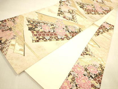 平和屋本店▼六通柄袋帯　唐織　吉祥草花文　純金二重箔　正絹　逸品　DABI5051op