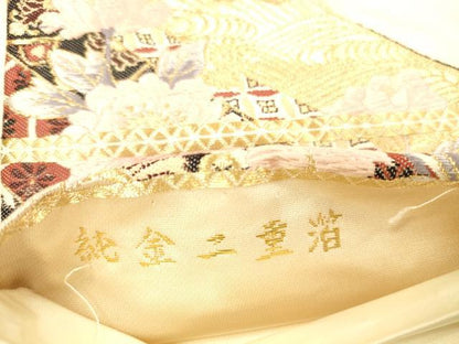 平和屋本店▼六通柄袋帯　唐織　吉祥草花文　純金二重箔　正絹　逸品　DABI5051op