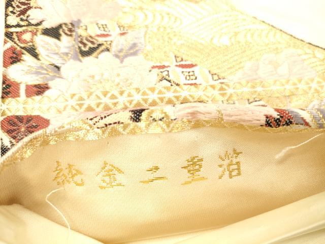 平和屋本店▼六通柄袋帯　唐織　吉祥草花文　純金二重箔　正絹　逸品　DABI5051op