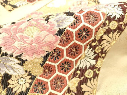 平和屋本店▼六通柄袋帯　唐織　吉祥草花文　純金二重箔　正絹　逸品　DABI5051op