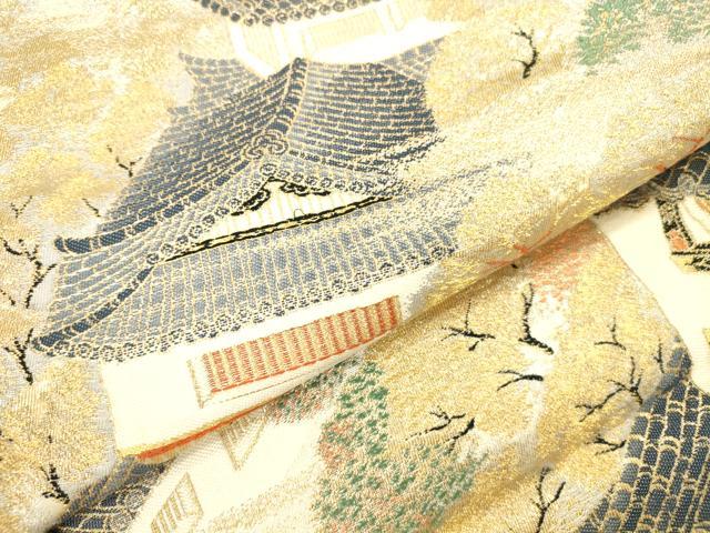 平和屋本店▼六通柄袋帯　白鷺城　純金箔　正絹　逸品　DABI5052op