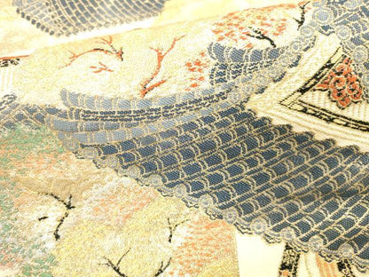 平和屋本店▼六通柄袋帯　白鷺城　純金箔　正絹　逸品　DABI5052op