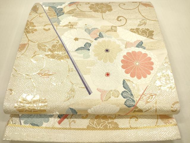 平和屋本店▼六通柄袋帯　唐織　花唐草文　九百錦純金箔24K　正絹　逸品　DABI5054op