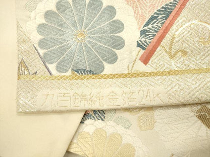 平和屋本店▼六通柄袋帯　唐織　花唐草文　九百錦純金箔24K　正絹　逸品　DABI5054op