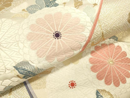 平和屋本店▼六通柄袋帯　唐織　花唐草文　九百錦純金箔24K　正絹　逸品　DABI5054op