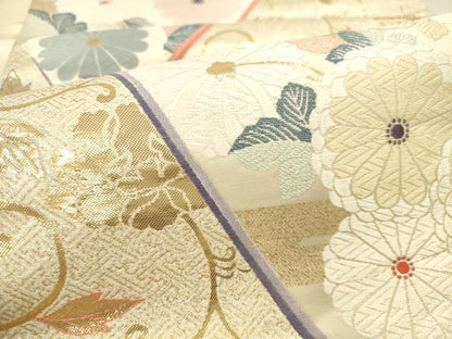 平和屋本店▼六通柄袋帯　唐織　花唐草文　九百錦純金箔24K　正絹　逸品　DABI5054op