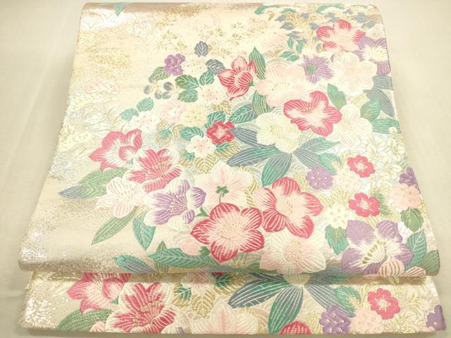 平和屋本店▼六通柄袋帯　唐織　草花　九百錦　本金箔　正絹　逸品　DABI5055op
