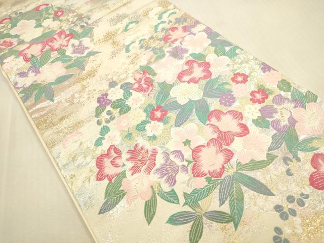 平和屋本店▼六通柄袋帯　唐織　草花　九百錦　本金箔　正絹　逸品　DABI5055op