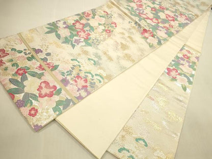 平和屋本店▼六通柄袋帯　唐織　草花　九百錦　本金箔　正絹　逸品　DABI5055op