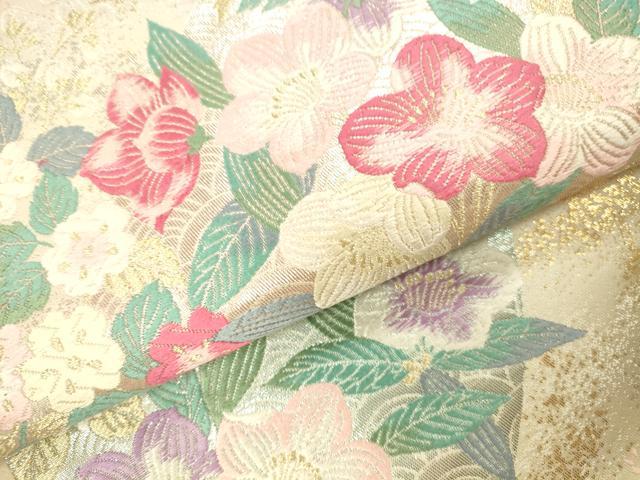 平和屋本店▼六通柄袋帯　唐織　草花　九百錦　本金箔　正絹　逸品　DABI5055op